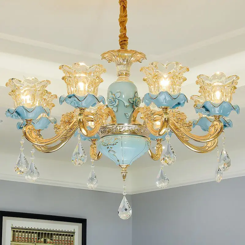 

Hot-selling luxury European crystal chandelier LED gold metal chandelier suitable for hotel lobby and living room
