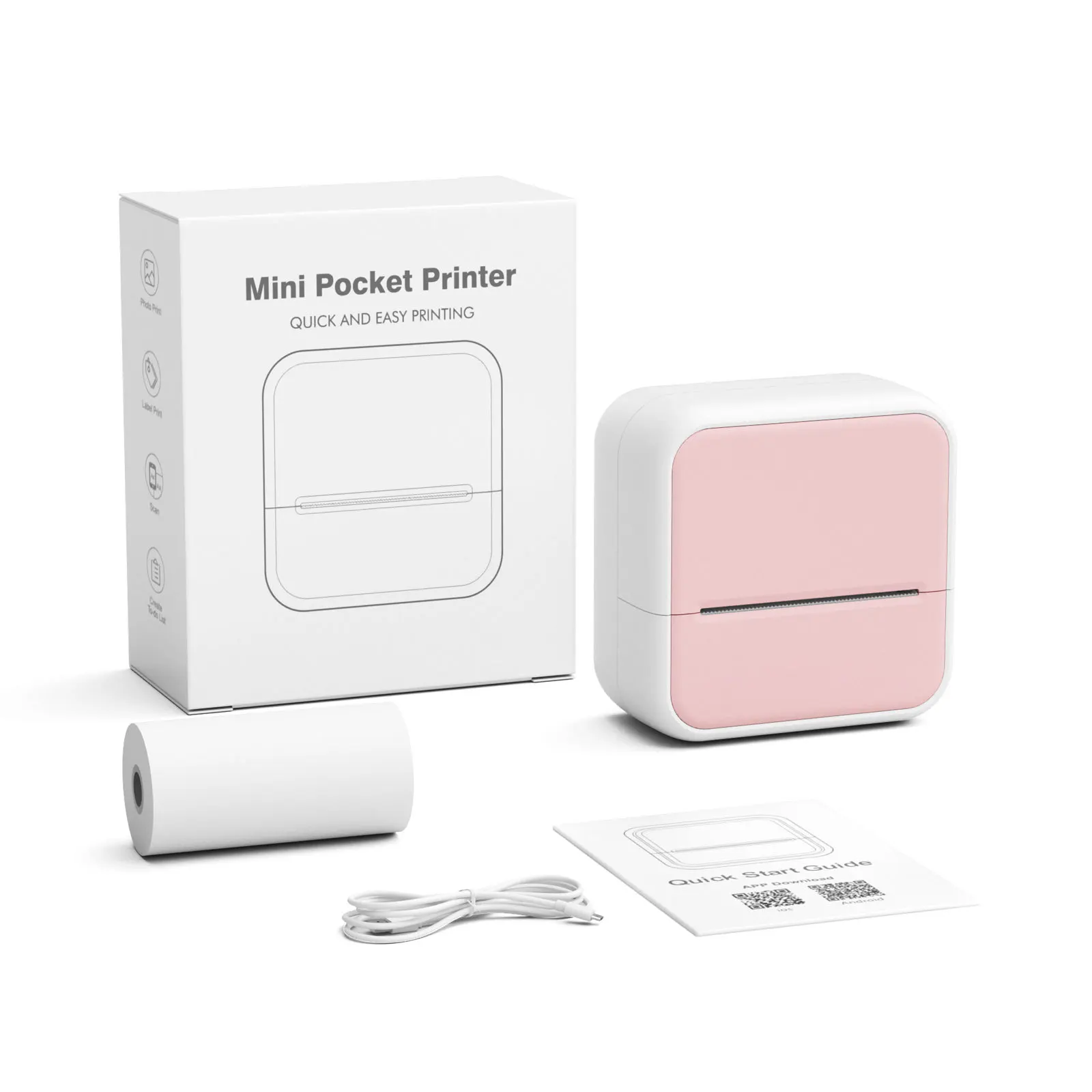 S1 Bluetooth Portable Mini Pocket High Definition Thermal Label Printer for Home Office Travel Handheld Daily Use