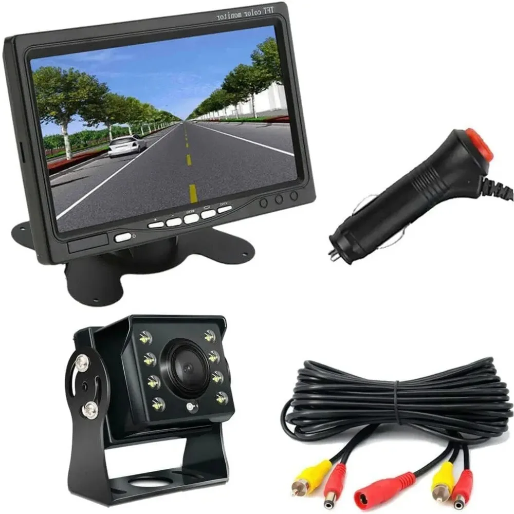 QueenDer  7“RV Backup Camera HD 1080P 7'' LCD Monitor System Rear View Cam for Furrion Pre-Wired RV Truck Trailer Camper Van