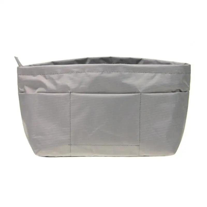 Vintage Kosmetik-Organizer-Einsatztasche mit Reißverschluss, mehrere Taschen, einfarbig, multifunktionale Tasche für Damen – Detail 17