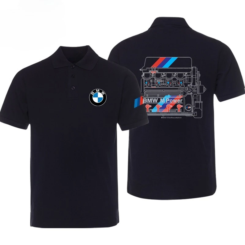 

2025 Summer High-quality Performance Car Polo Shirt BMW Car Club Lapel Print Casual Breathable Short-sleeved Polo Shirt T-shirt
