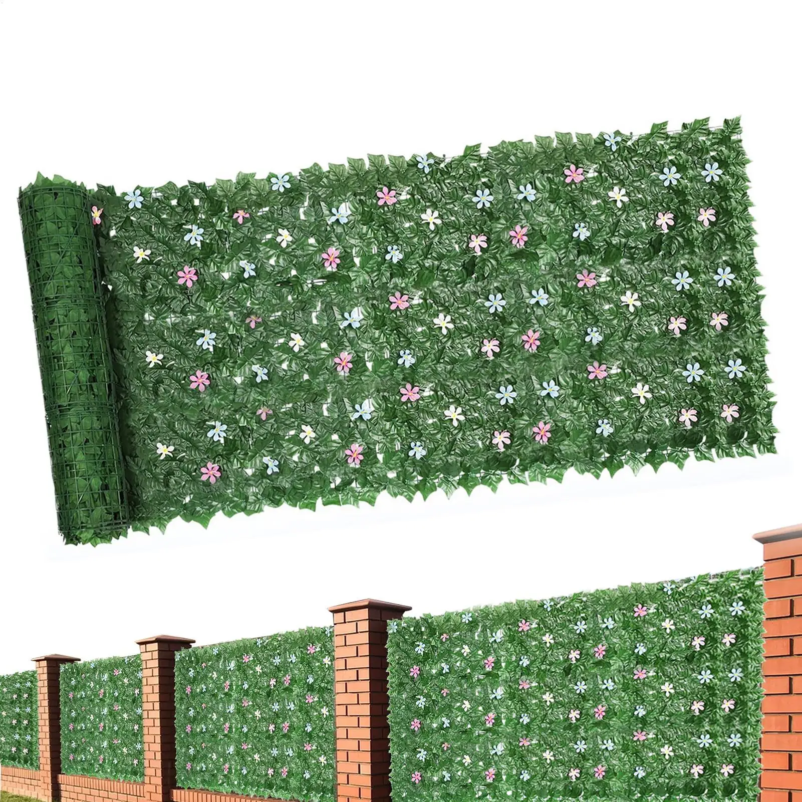 Clôture artificielle en lierre de 3,3 x 9,84 pieds, écran d'intimité extérieur, décoration en fausse verdure, panneau protecteur résistant aux intempéries pour jardin