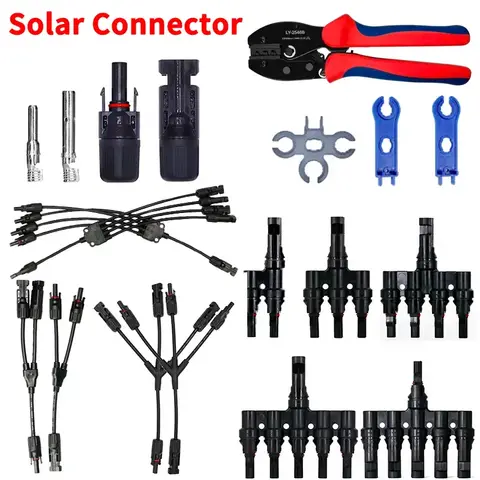 1/5 Sets 30A 1000V Y/T Type Photovoltaic Solar PV 3-7 Way Branch Connector Kit IP67 for PV/MC Cable 2.5/4/6mm² Battery