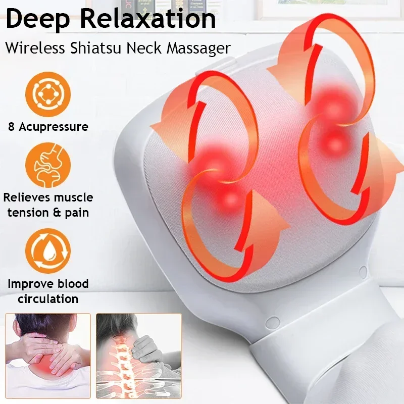 New Electric Pulse Shoulder and Neck 4D Massager Far Infrared Heating Muscle Relax Health Care Relaxation Multi-functional Tools