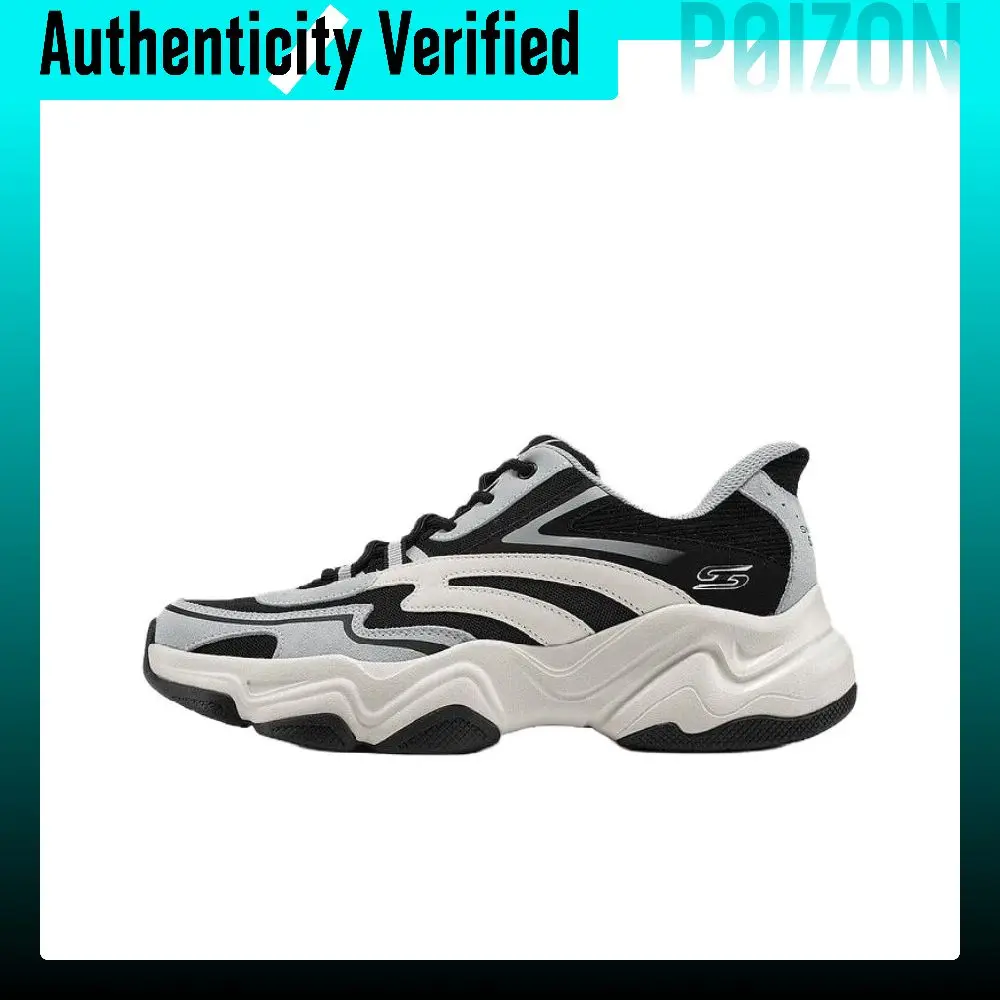 Skechers DLITES Height Increasing Chunky Sneakers Men's Black White Gray 118335-WBK