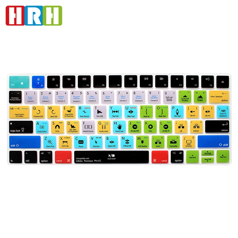 HRH Adobe Premiere Pro CC Shortcuts Silicone Keyboard Skin US Layout For Apple Magic MLA22B/A For Adobe Keyboard Cover