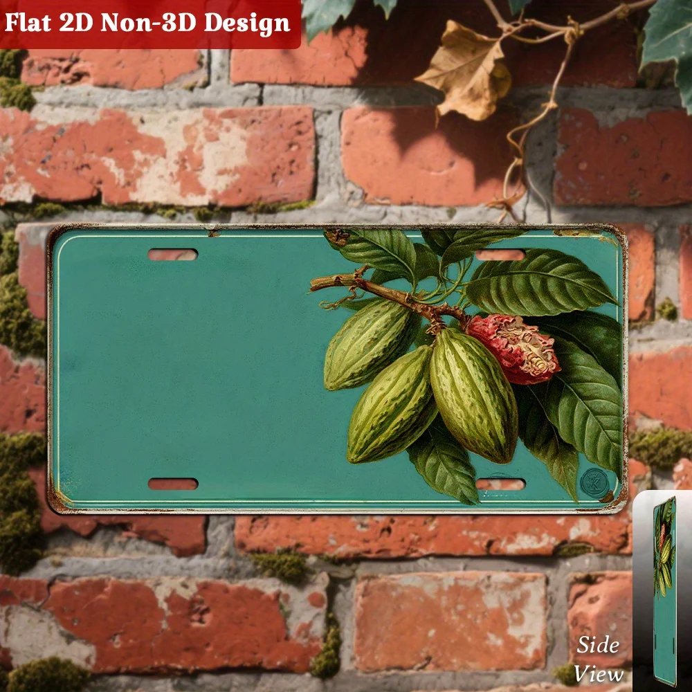 Customizable, Cocoa Beans  Cacao Pod Decorative License Plate, Only for Decoration, Exotic Rustic Wall Decor, Vintage Accent, Gr