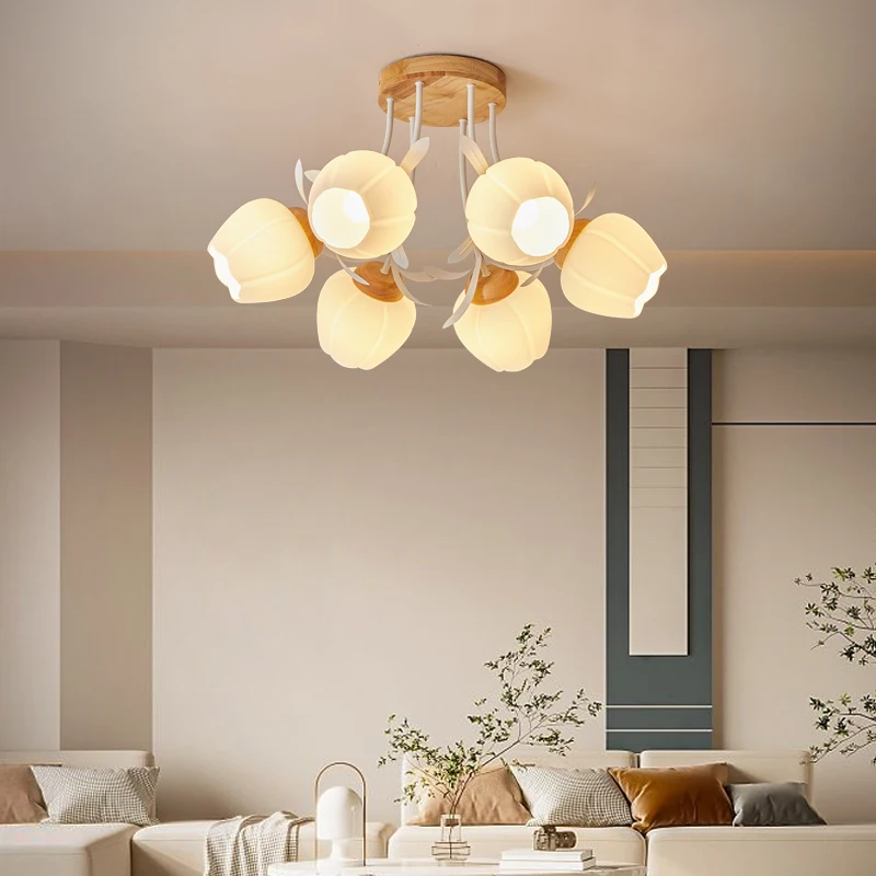 

Modern Flower Chandelier Nordic LED Bedrom Ceiling Chandelier For Living Room Restaurant Coffee Decor Franch Lustre Lighting