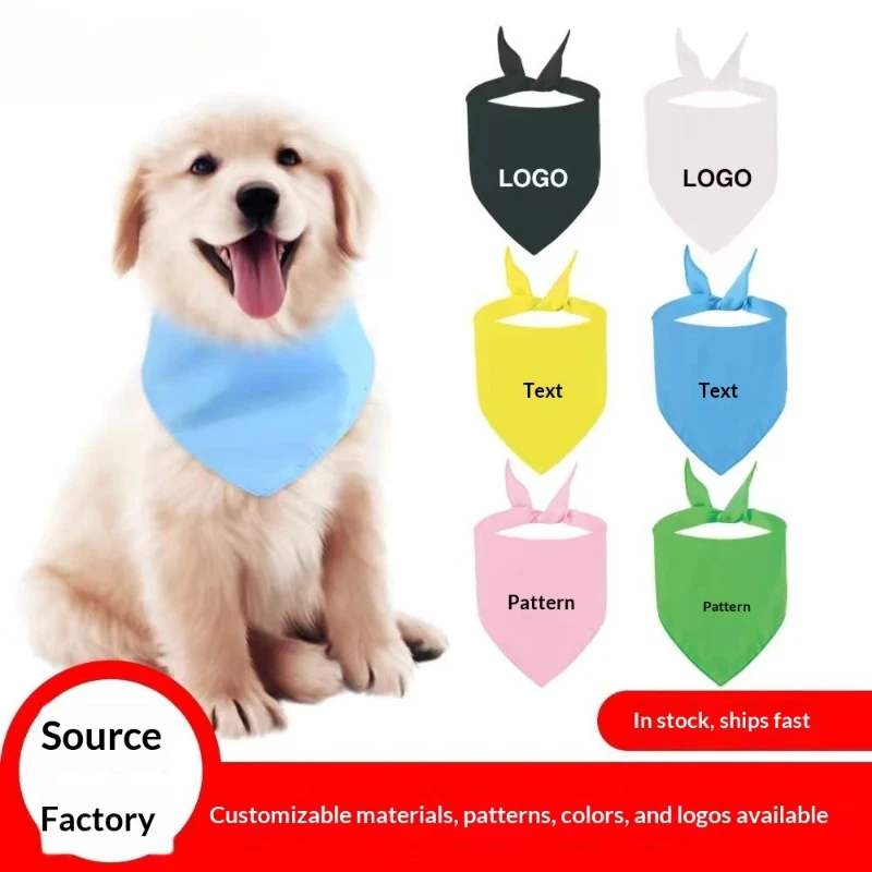 Wholesale Men Women Wedding Party Personalized Headscarf Customized Printed Logo Solid Color Triangle Scarf Dog Cat Bandanas Bib