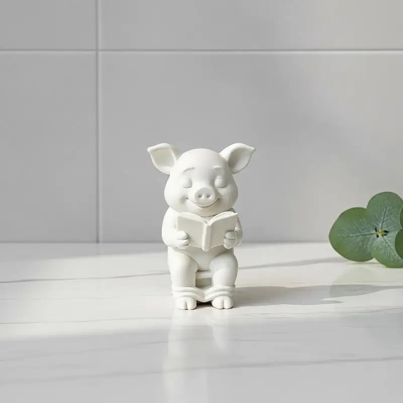 Cute Pig Toilet Decoration Creative Tabletop Wall Mounted Ornament for Bathroom Home Office Birthday Gift