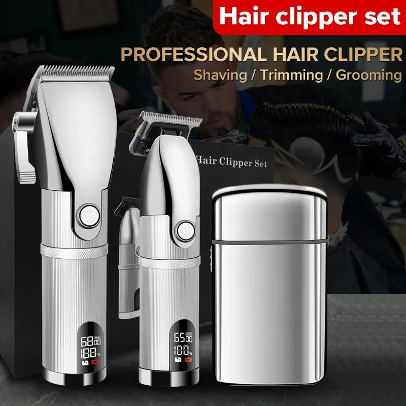 3 Pieces Rechargeable Hair Cut Machine Cordless Hair Shaver Trimmer Electric Professional Barber Hair Clippers Set