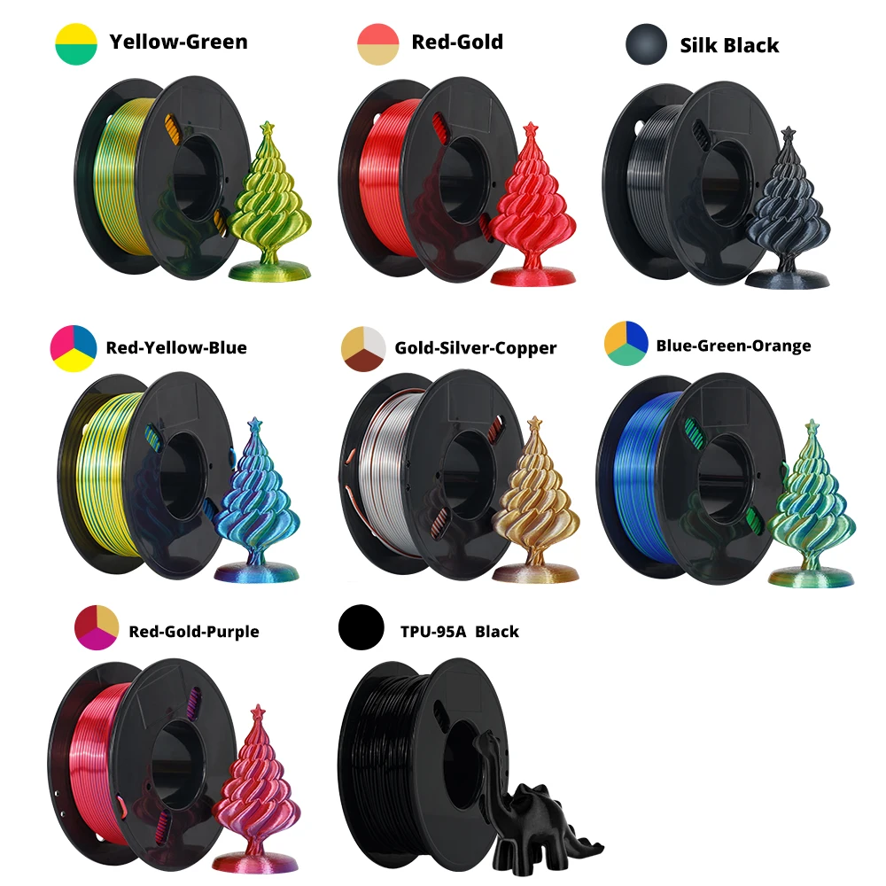 KINGROON Multicolor Silk PLA/TPU Filament 200g/roll 1.75mm 3D Printer Filaments No-Tangling Bubble Fit Most FDM 3D Printer view 6