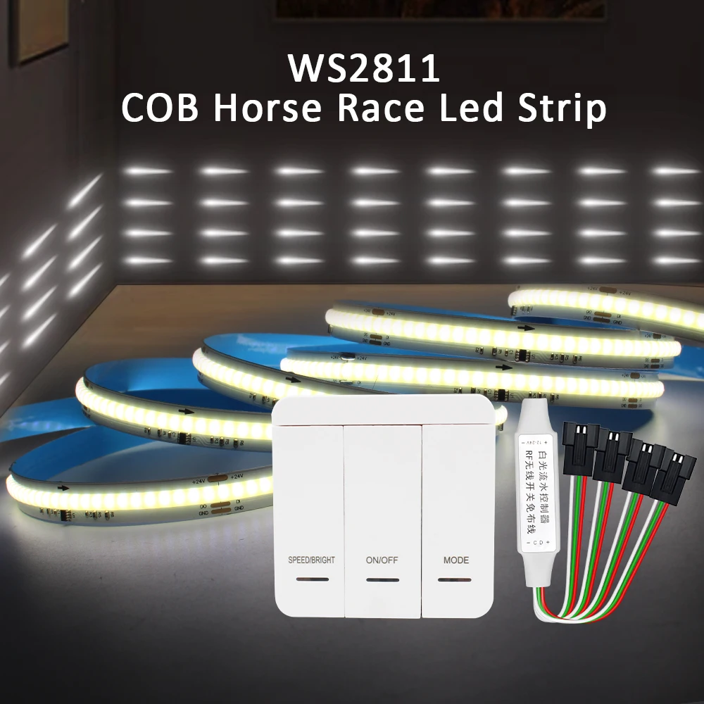 WS2811 COB IC LED Strip Light 24V DC Water Running Flow Chasing Effect Tape Lamp 360 Diodes 5M 10M Warm Cool White Linear Ribbon