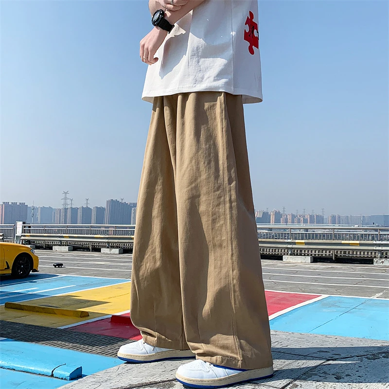 

Men Pants Fashion Style Retro Casual Pants Men Autumn Korean Straight Leg Loose Wide-leg Pants Fashion Handsome Long Pants