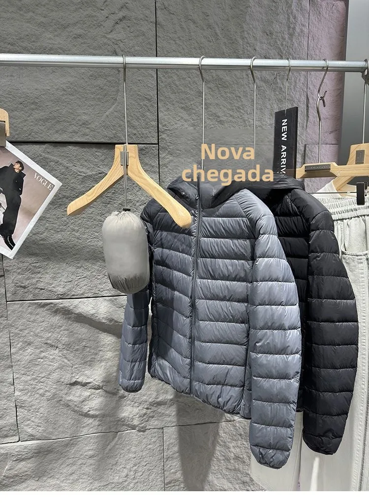 Jaqueta de Aodão com Capuz Forrada de Fce Leve e Confortável para Homens Material go da Pele Quente Estilosa Casual T...