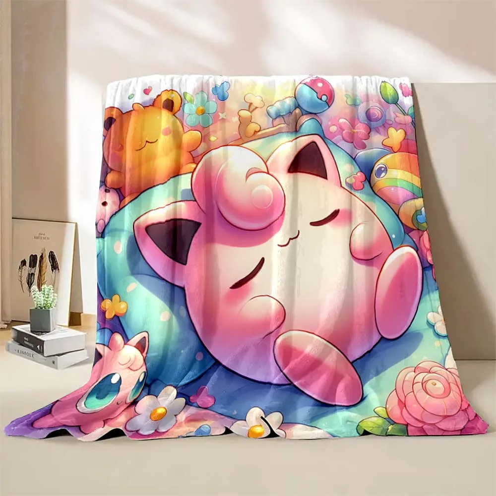 1PC Cute Pokémon Jigglypuff Print Blanket Adult Children Warm Blankets Home Travel Soft and Comfortable Blanket Luxury Gift