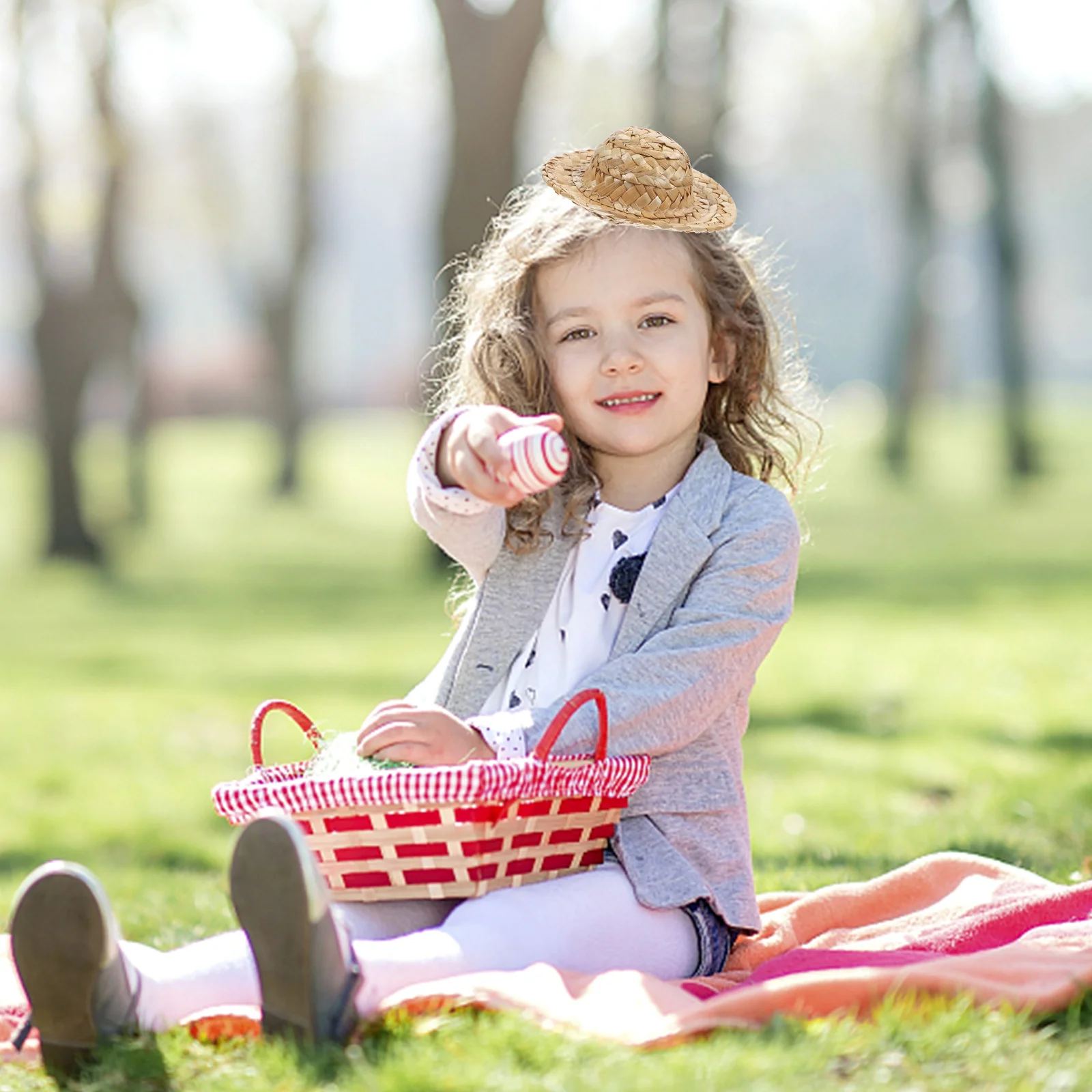 Decorate Drawing Straw Hat Child Crafts for Boys Mini Hats Wooden Kids Party Painting