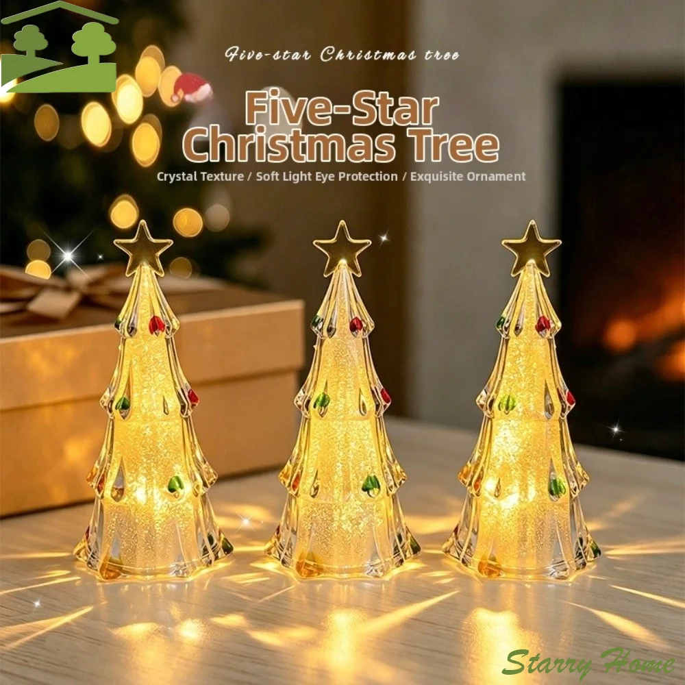 Luminous Christmas Tree Lamp Glowing Atmosphere Christmas Tree Night Light Colorful Transparent Xms Eve Candle Lights
