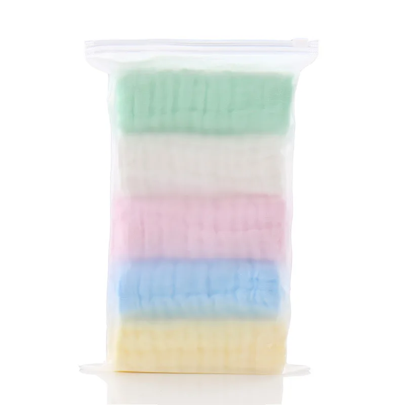 5 Pcs/pack Soft Muslin Baby Towels 6 Layer Cotton Handkerchiefs Face Wash Feed Burp Towels Skin Friendly Soft Do Not Fade