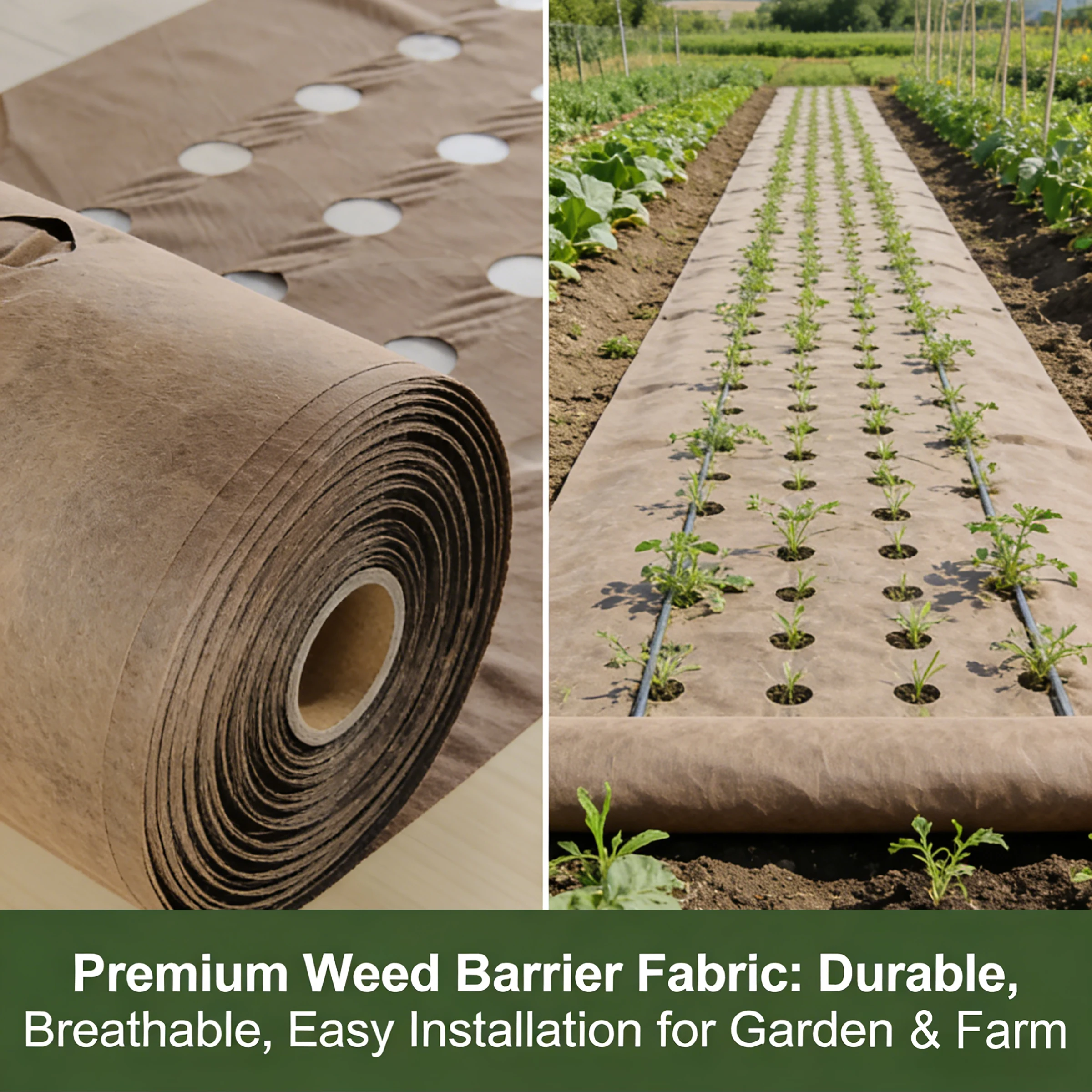 Brownish-Black Weed Control Fabric, 6.1 Meters Long, Includes 10 Ground Stakes - Suitable for Garden Landscaping Ground Cover.
