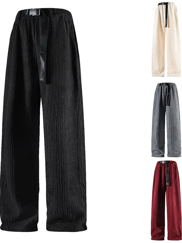 

Ice Silk Men's Casual Pants Spring Summer Thin Loose Fashion Straight Leg Wide Leg Sports Long Trousers Youth Active Style