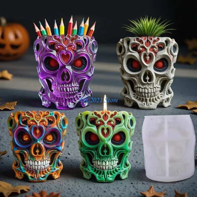 G5GC جمجمة شكل سيليكون قالب حرفي ديكور زارع مجوهرات صياغة لوازم #4