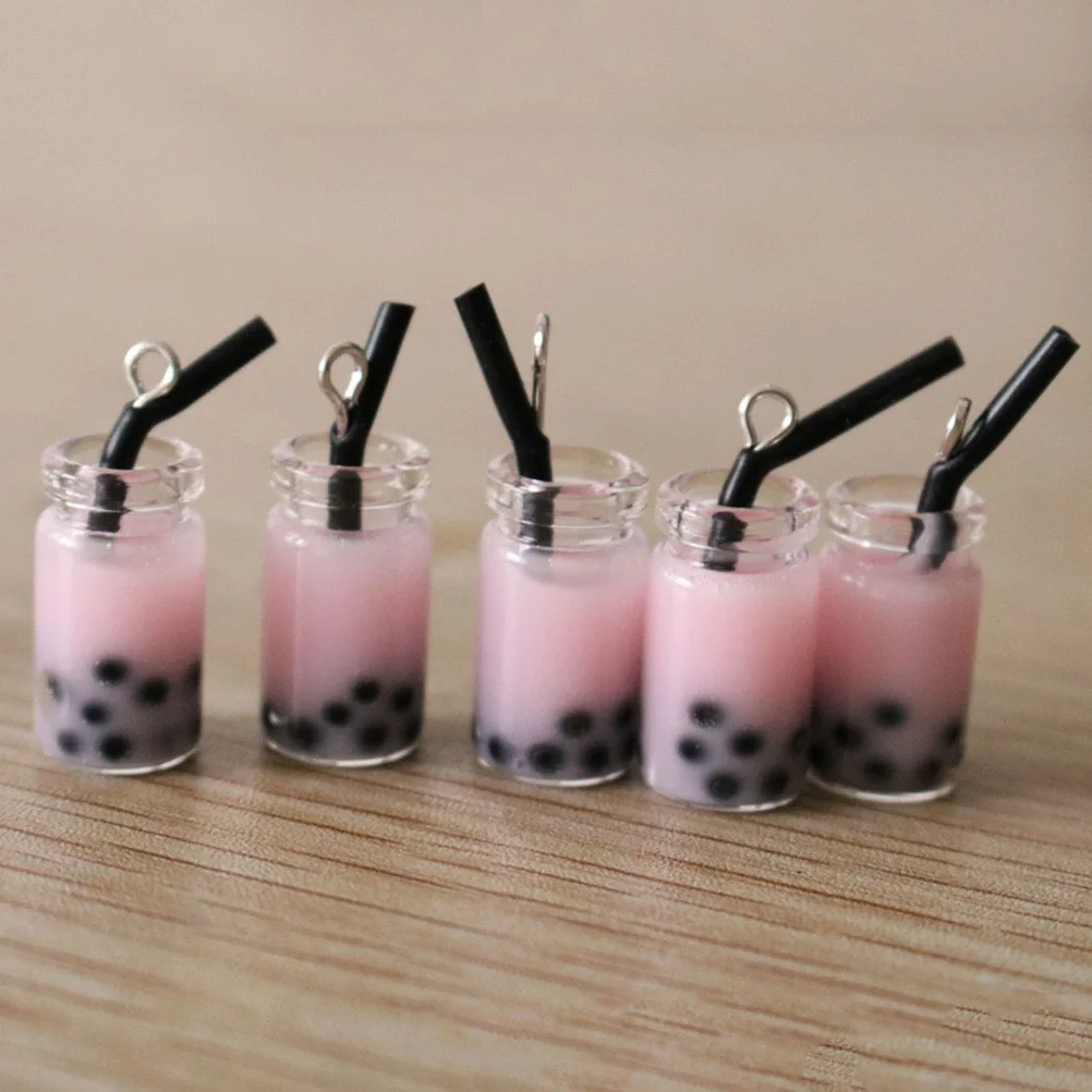 

20pcs Simulation Pearl Milk Tea Cup Pendant Resin Charm For Diy Keychain Bag Decor Creative Jewelry Accessories Imitated Milk