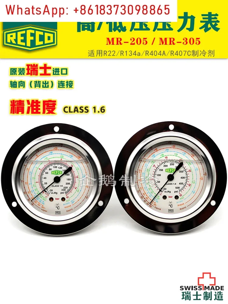 REFCO Axis/Radial Pressure Gauge R22/R134a Refrigeration and Air Conditioning High and Low Pressure Gauge