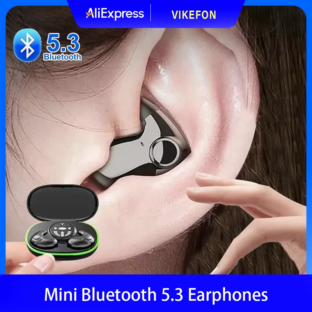 TWS Bluetooth 5.3 Unsichtbare Schlaf-Ohrhörer Versteckte Kabellose Kopfhörer IPX5 Wasserdicht Geräuschreduzierend Weich und Komfortabel In-Ear