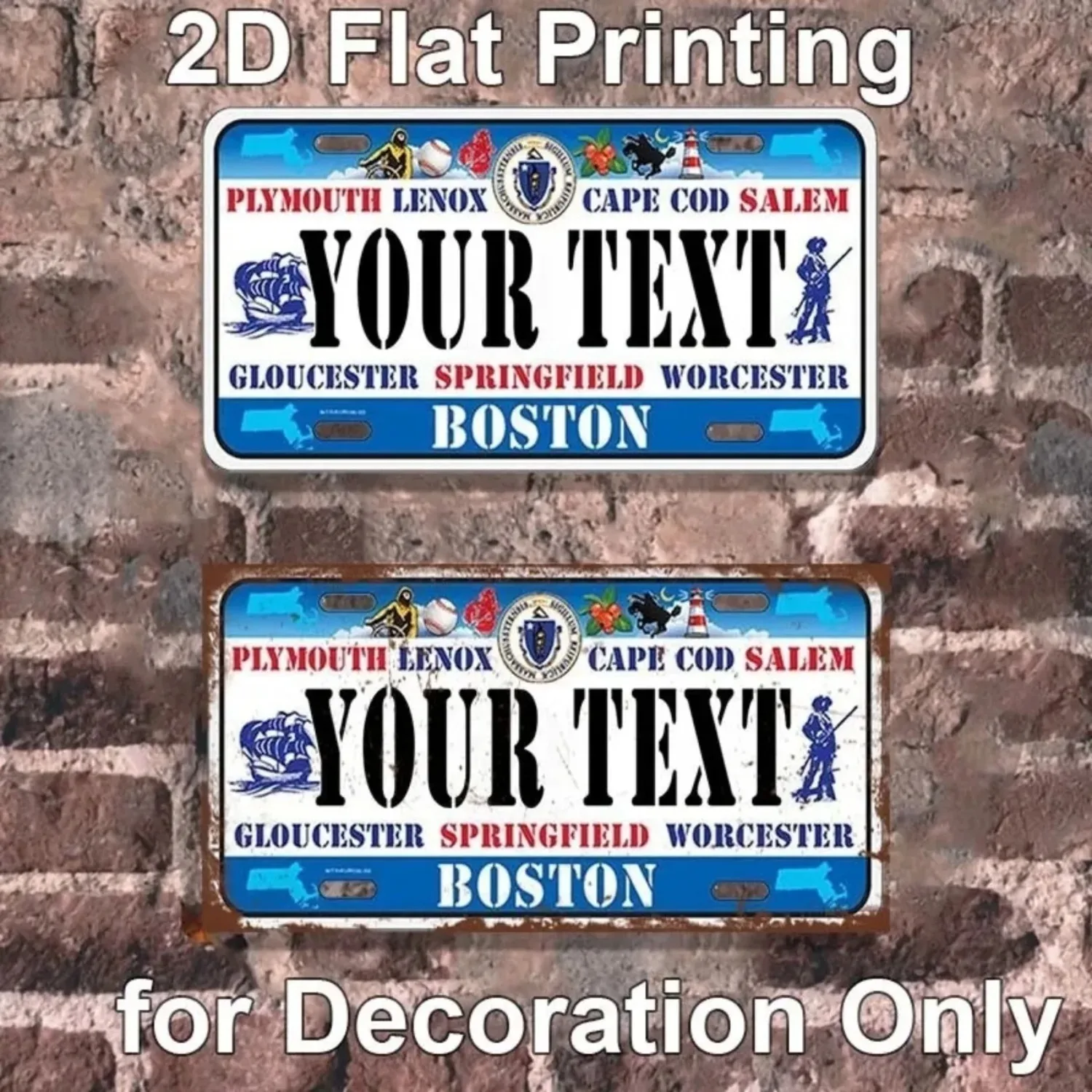 Custom Personalized Massachusetts Aluminum Sign Vintage Decorative Tag for Home Garage Man Cave Wall Decor