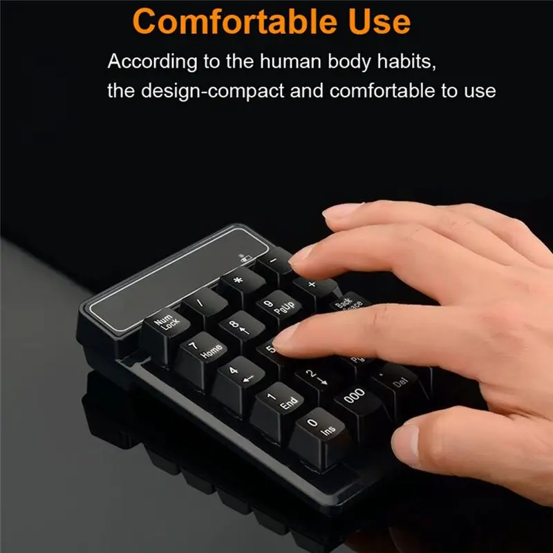 Superb- Teclado inalámbrico de 2,4 GHz Mini teclado numérico USB 19 teclas Teclado numérico Receptor de teclado numérico para computadora portátil de contabilidad (A)