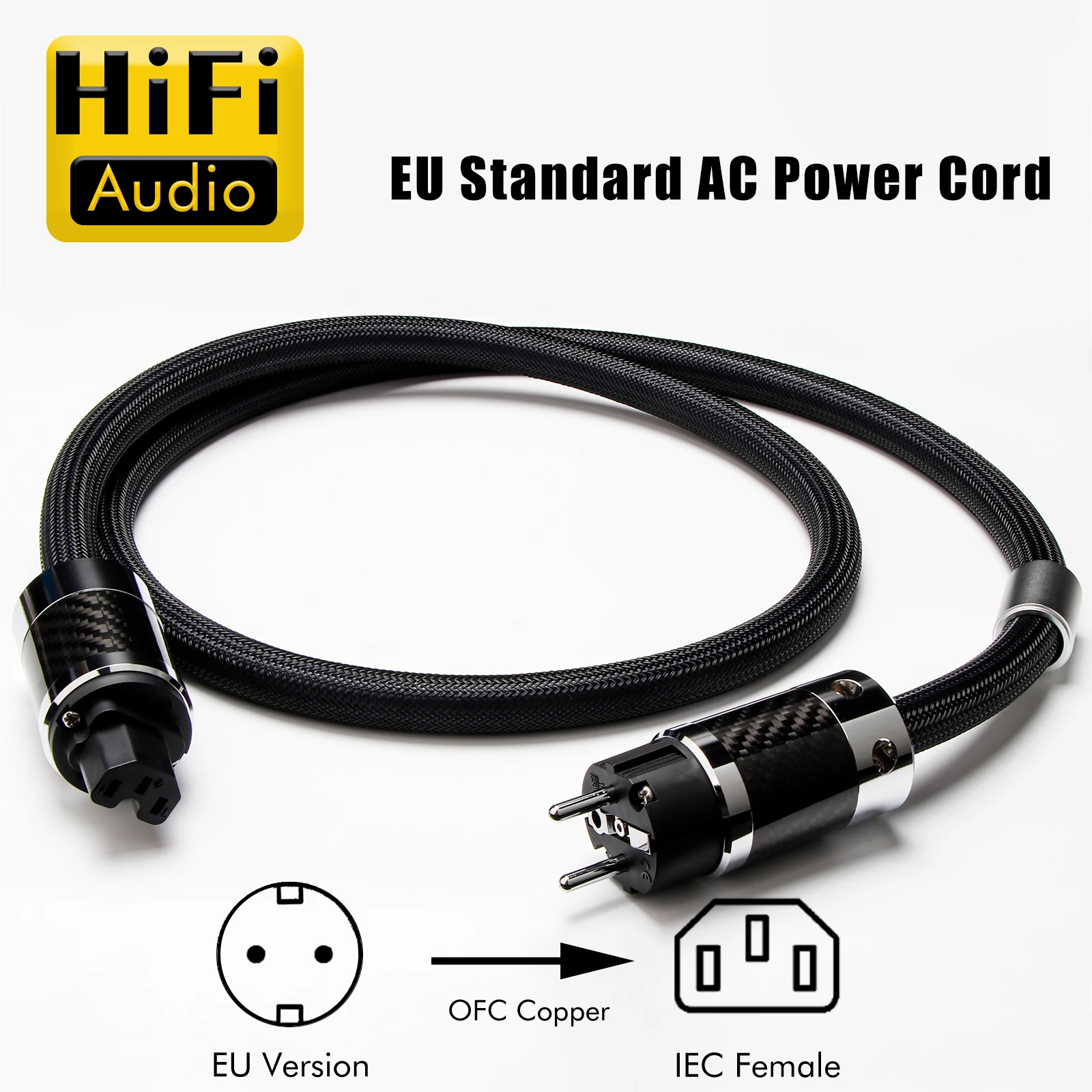 Preffair Audiophile AU/EU/US Power Cable Hifi OCC Copper Power Audio  Connector AC Power Supply Extension Cable