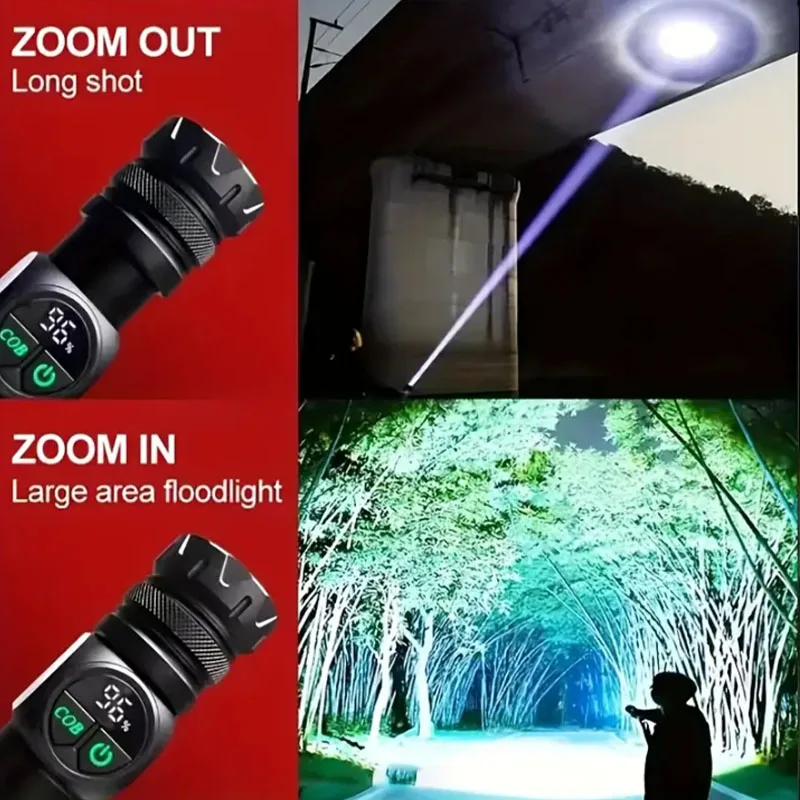 Superhelle LED-Taschenlampe, USB-Aufladbar, Langstrecken-Taktische Lampe, Wasserdichte Outdoor-Camping- und Angellampe – Detail 3