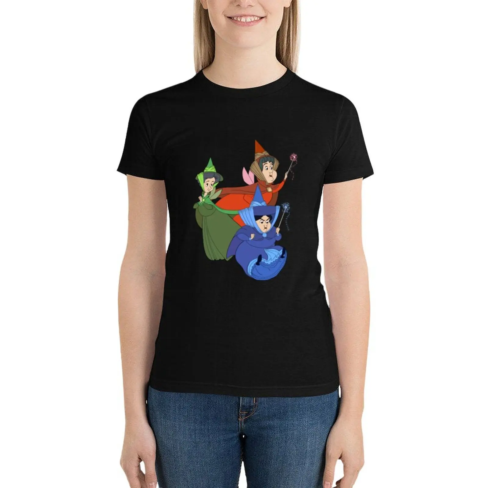 

Sleeping Beauty, Flora, Fauna, and Merryweather T-Shirt kawaii clothes graphics funny Woman T-shirts