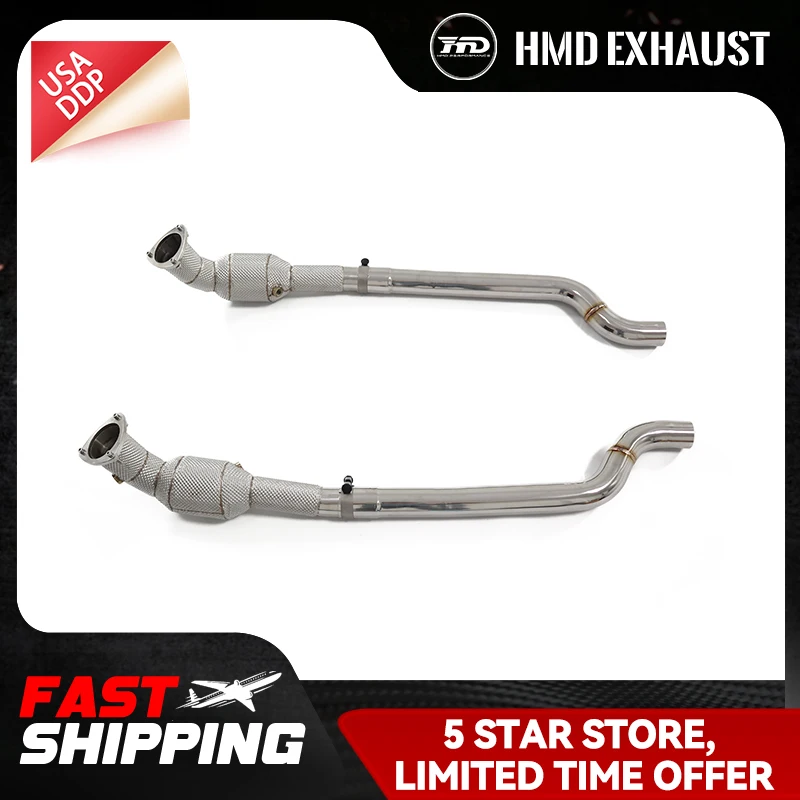 

HMD SS304 Даунпайп для трубы MASERATI GT 4.2L Отличное качество Высокая производительность потока с каталитическим нейтрализатором