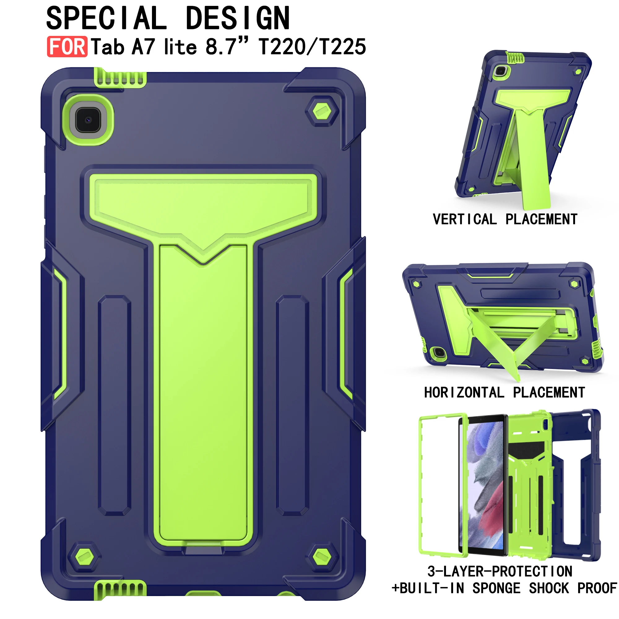 Capa para samsung galaxy tab a7 lite 8.7 polegadas SM-T220 SM-T225 resistente corpo inteiro à prova de choque capa protetora para tablet