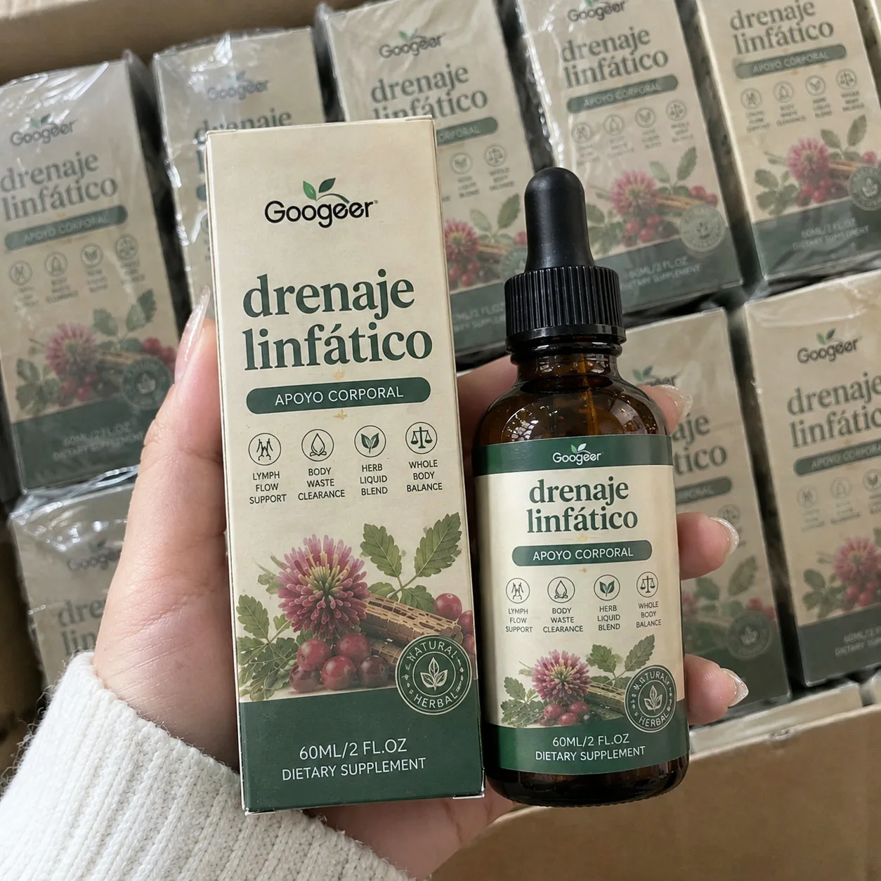 Natural Lymphatic Drainage Herbal Drops Serum Liquid Supplement for Body Detox and Lymph Flow Support 60ml Swelling Relief