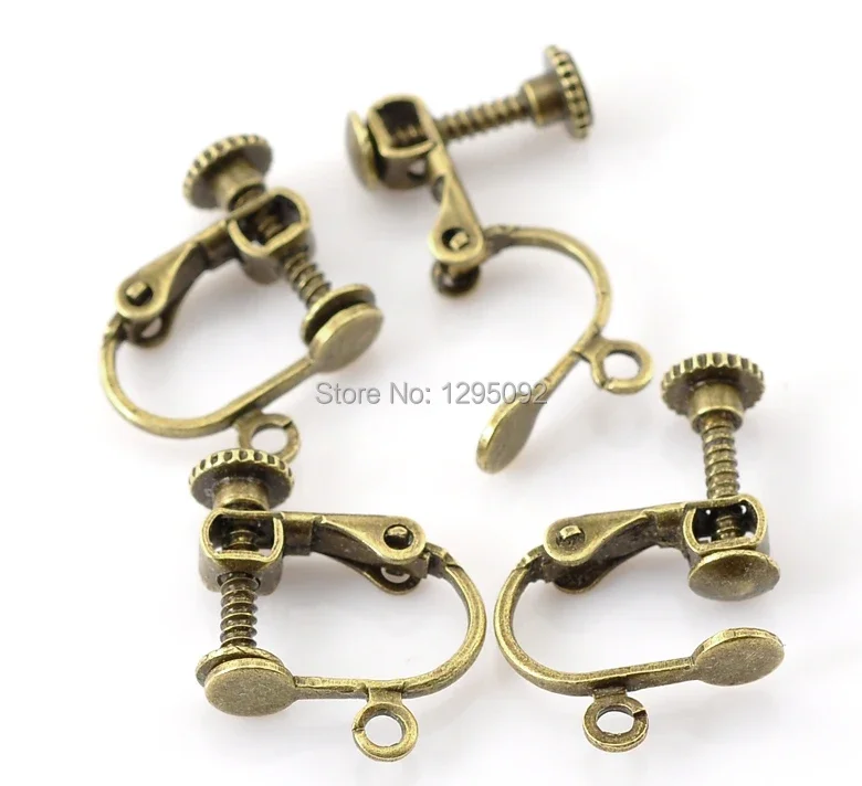 500Pcs Wholesale DIY Clips On Screw Earring with Loop Jewelry Findings Bronze Tone 17x14mm(5/8