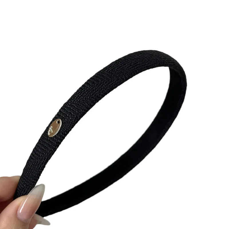 Korean Style Retro Versatile Small Gold Buckle Headband Fresh Solid Color Thin Edges Non-Slip Hairhoop Minimalistic HeaddressNew