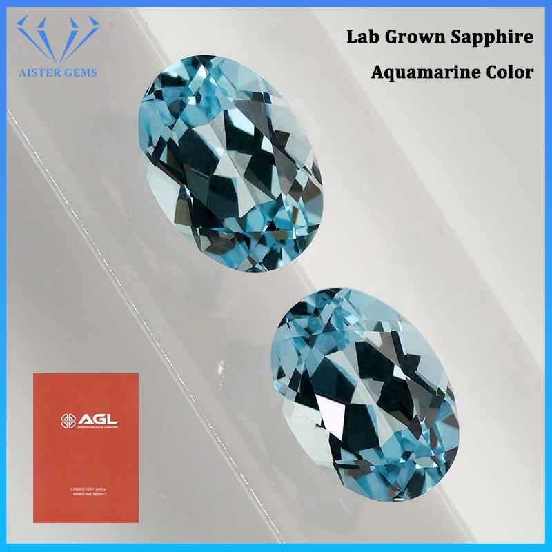 

Выполненный в лаборатории сапфир, драгоценный камень овальной формы, аквамарин, цвет, лабораторные сапфировые бриллианты для изготовления ювелирных изделий с сертификатом AGL