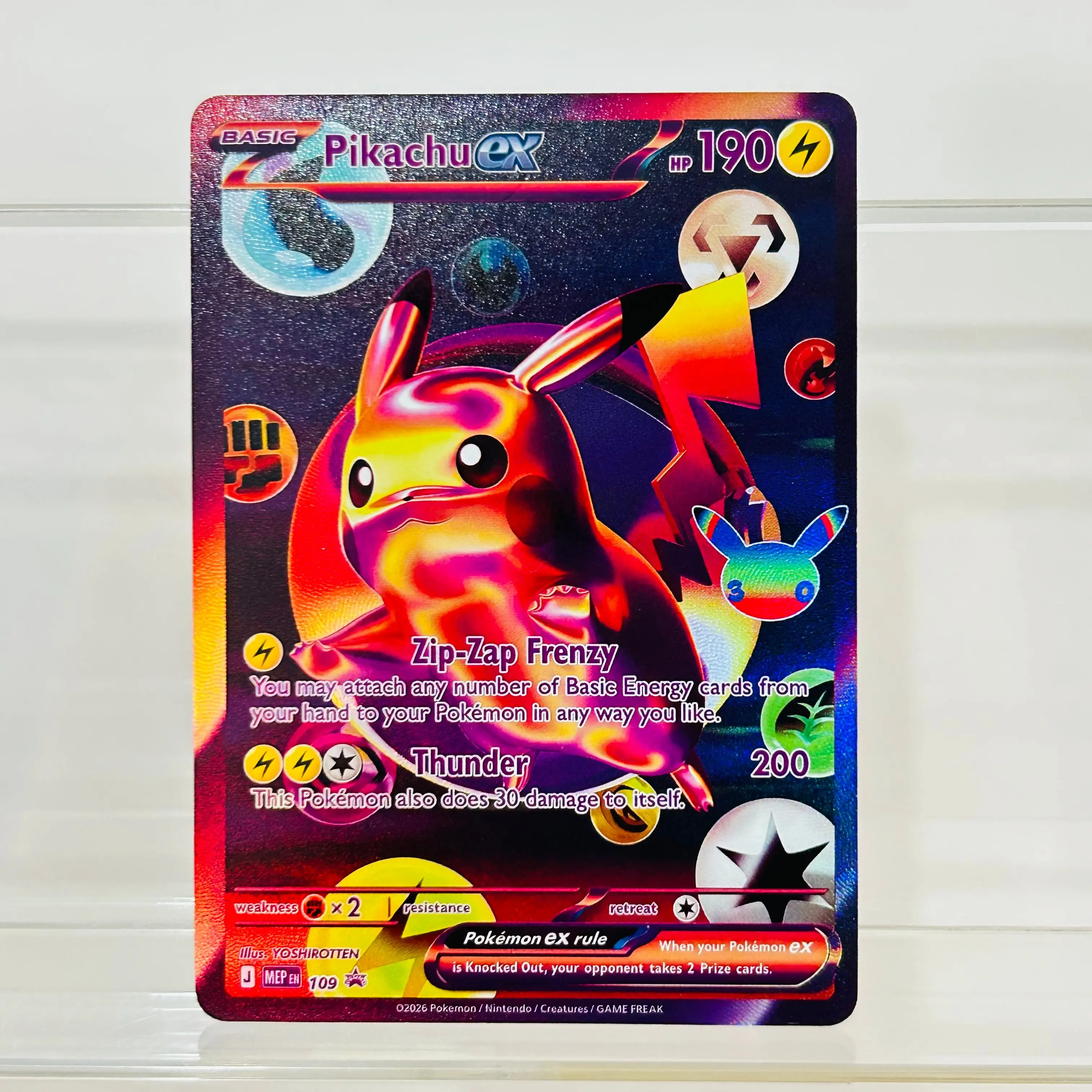  Pikachu ex 109 English Version DIY Holographic Texture Card Collectible Grade Premium Anime Collection Card