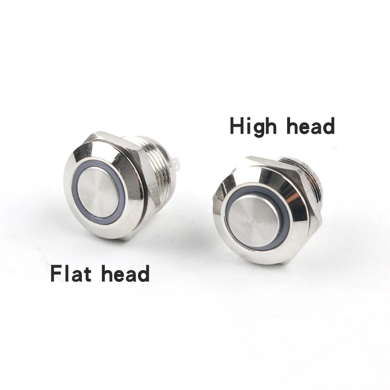 12MM Metal Push Button Switch Ultra Short Momentary Flat Head High Head Illuminated Micro Travel Mini Push Button Switch 1NO 6V