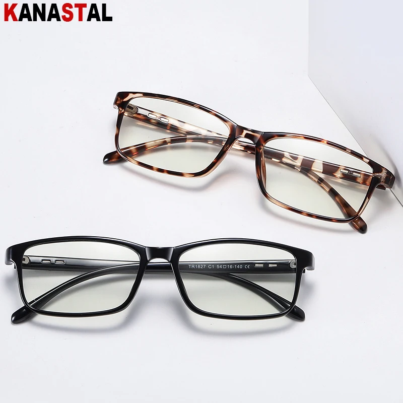 Women Photochromic Glasses Anti Blue Light Lenses Eyewear Men Blue Light Filter Computer Glasses TR90 Rectangle Eyeglasses Frame