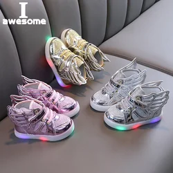 Kinder schuhe Turnschuhe Kinder Schuhe für Jungen Mädchen Led Schuhe Kinder Sport Blinkende Lichter Glowing Glitter Casual Baby Flügel flache