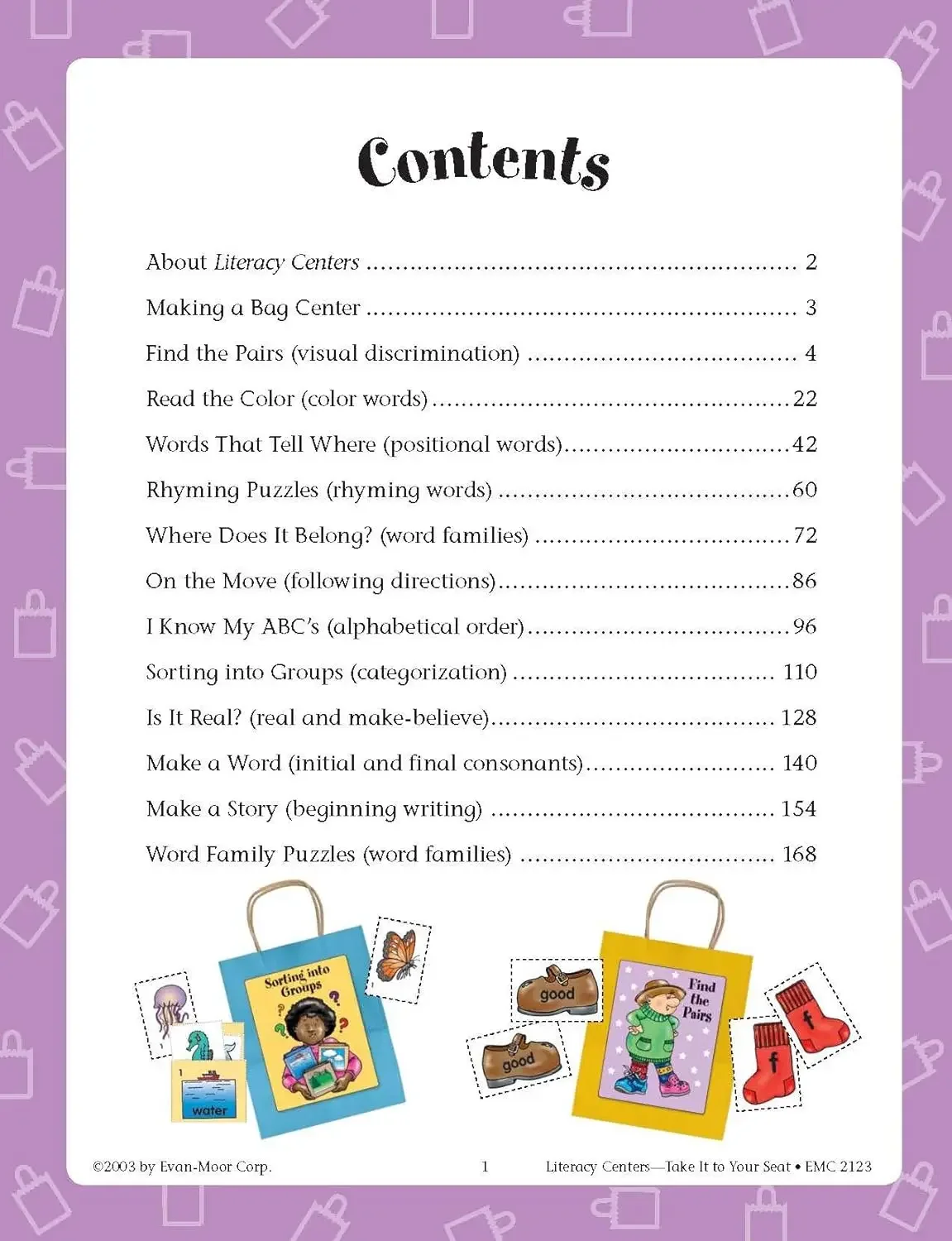 Evan-Moor Take It to Your Seat Literacy Centers, Grades K-1 Workbook,aged 4 5 6 7 5, English book 9781557999290