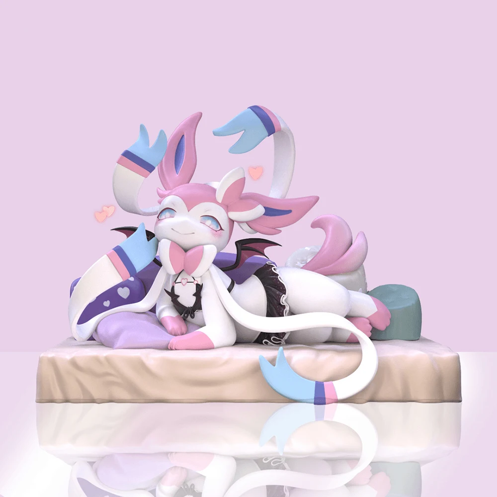 In Stock Kawaii Pokemon Sylveon Gk Model Toys Succubus Sylveon Eevee Homemade Handmade Figurines 1:20 Scale Resin Pvc Material