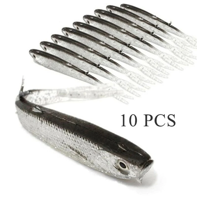 10pcs/Lot Soft Bait Fish Swimbait Fork Tail With Hook& Without Hooks Fishing Lure Artificial Silicone Bait Fishing Tackle Goods image 3
