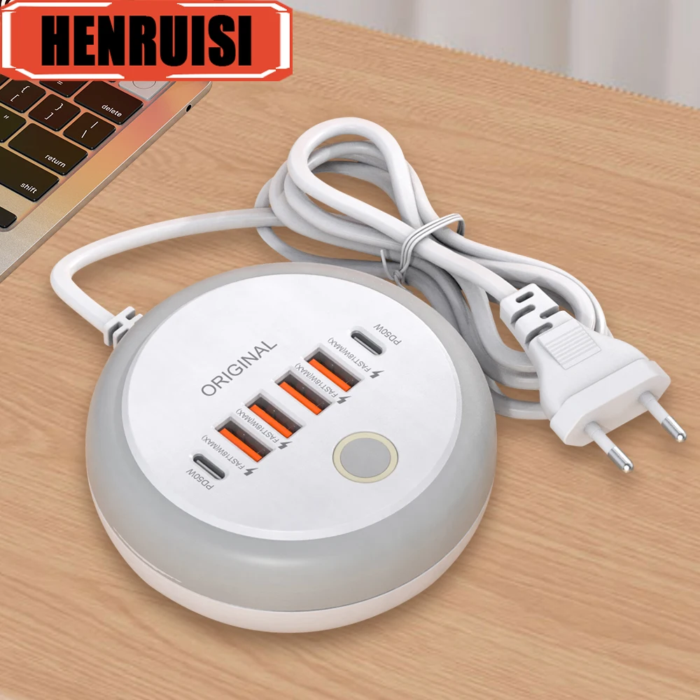 50w Steckdosen leiste Multi-Port-USB-C-Buchse Typ C Schnell ladegerät USB-Adapter für iPhone 12 13 Schnell ladegerät für Mobiltelefone