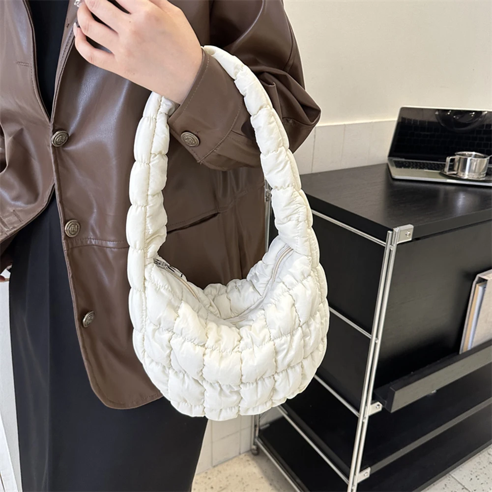 Women Diamond Embroidery Shoulder Messenger Bag Winter Puffer Handbag Bag