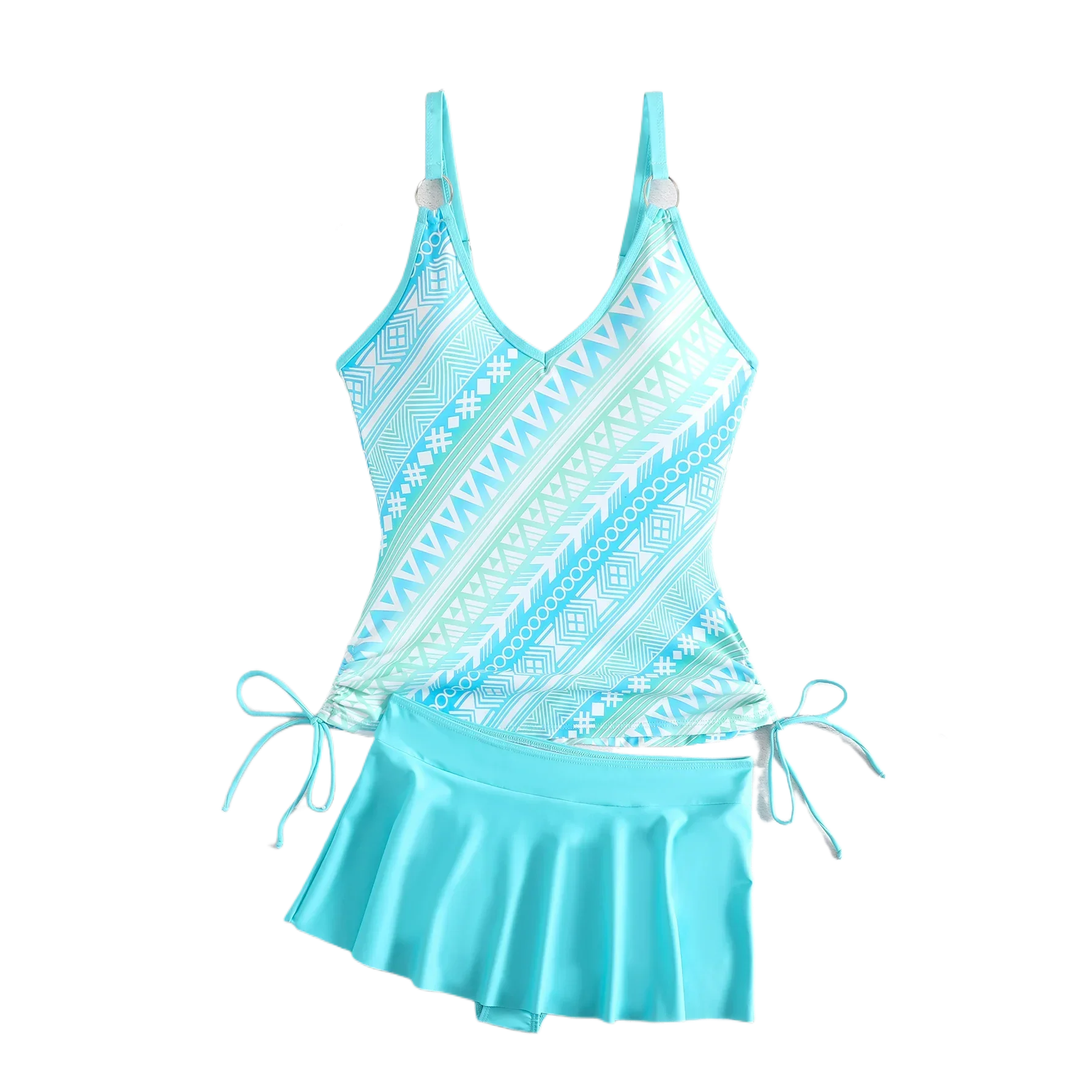 여성 수영복 두 조각은 Tankini 세트를 밀어 여름 섹시한 해변 착용 인쇄 Drawstring 수영복 인쇄 여성 수영복 스커트